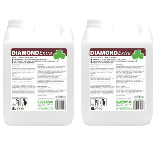 Clover - Diamond Extra (Wet Look Floor Polish 25%) (5L) Pack of 2